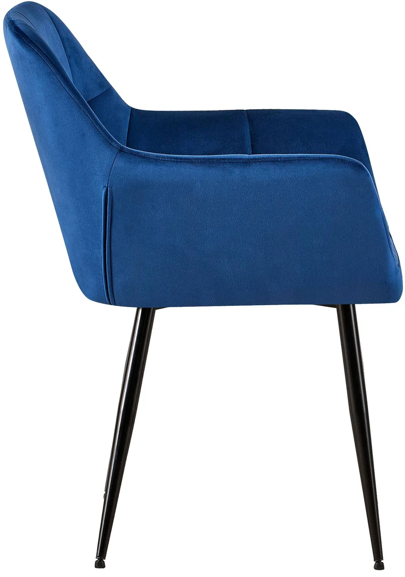 Lot de 2 chaises de salle à manger design retro coutures décoratives en carrées assise en velours bleu 10_0001531