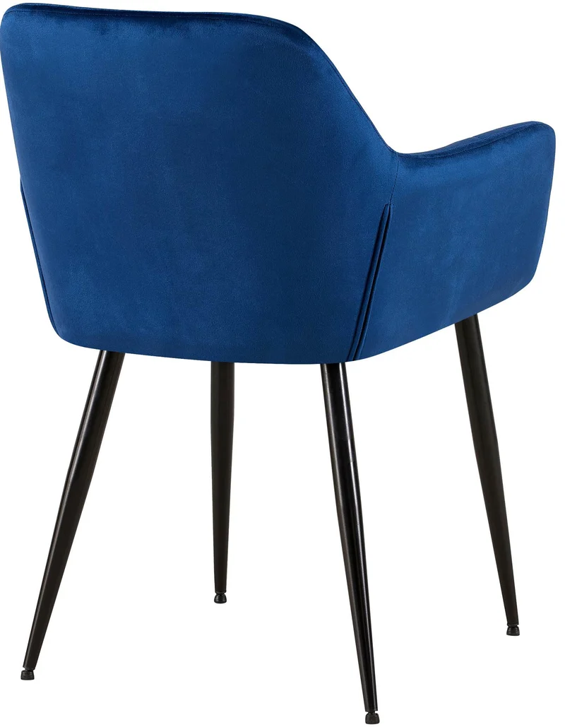 Lot de 2 chaises de salle à manger design retro coutures décoratives en carrées assise en velours bleu 10_0001531