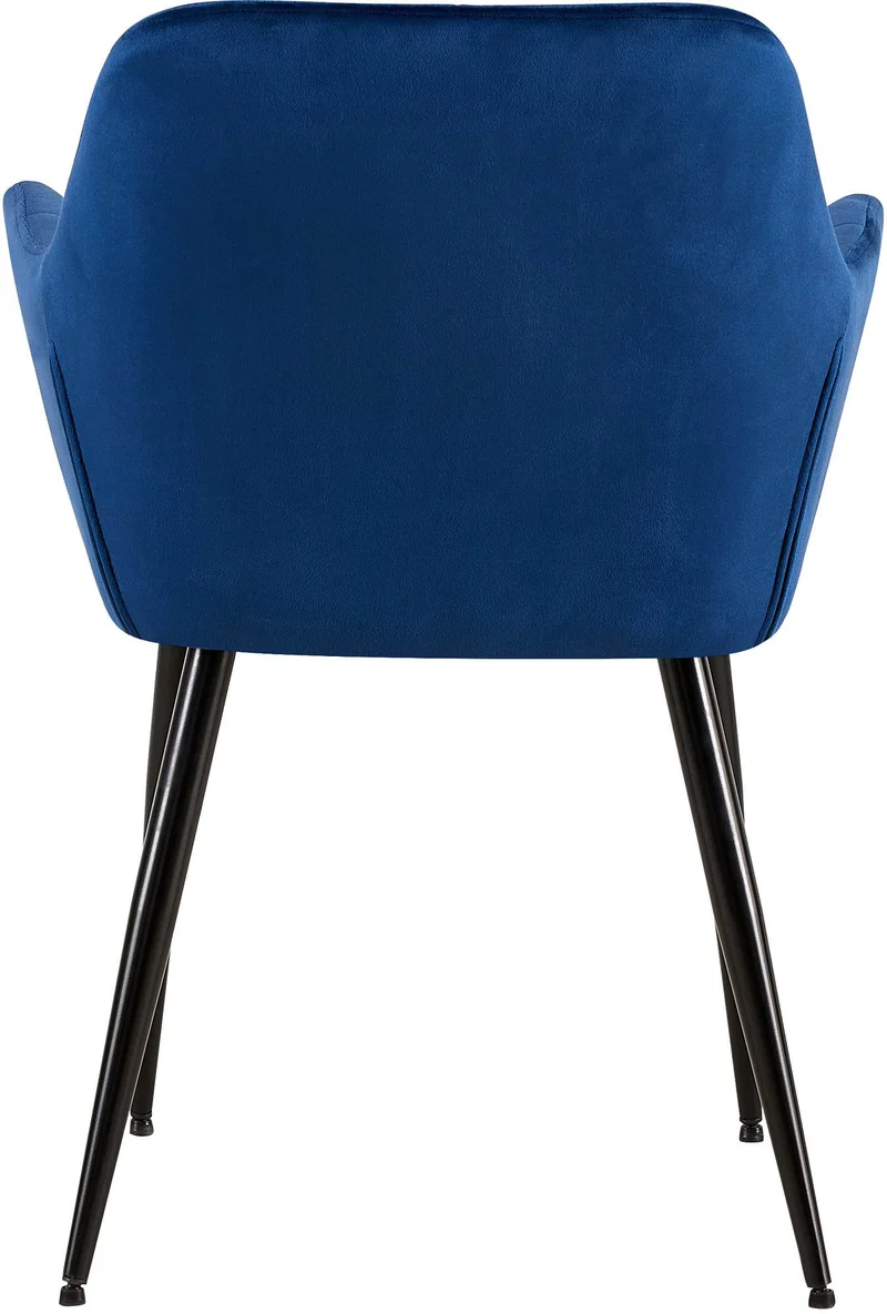 Lot de 2 chaises de salle à manger design retro coutures décoratives en carrées assise en velours bleu 10_0001531