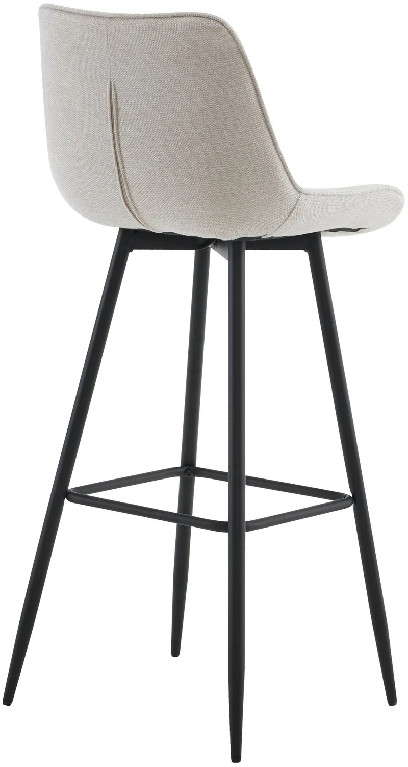 Tabouret de bar x1 coutures décoratives carrées avec repose-pieds en tissu crème quatre pieds en métal 10_0006135