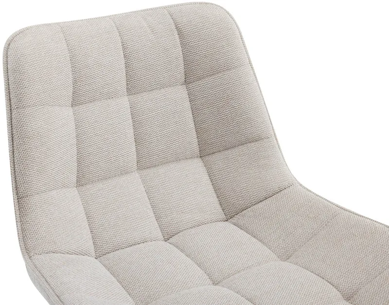 Lot de 2 tabourets de bar coutures décoratives carrées avec repose-pieds en tissu crème quatre pieds en métal 10_0006562