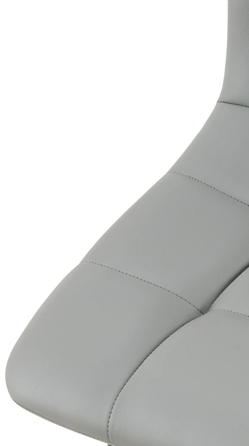 Lot de 4 chaises de salle à manger coutures forme carrées en PVC gris pieds en métal noir 10_0007656