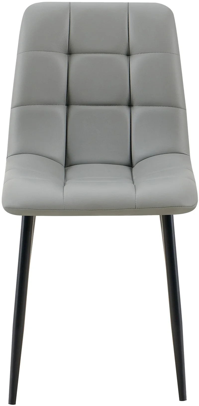 Lot de 4 chaises de salle à manger coutures forme carrées en PVC gris pieds en métal noir 10_0007656