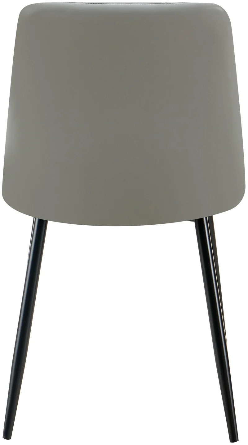 Lot de 4 chaises de salle à manger coutures forme carrées en PVC gris pieds en métal noir 10_0007656