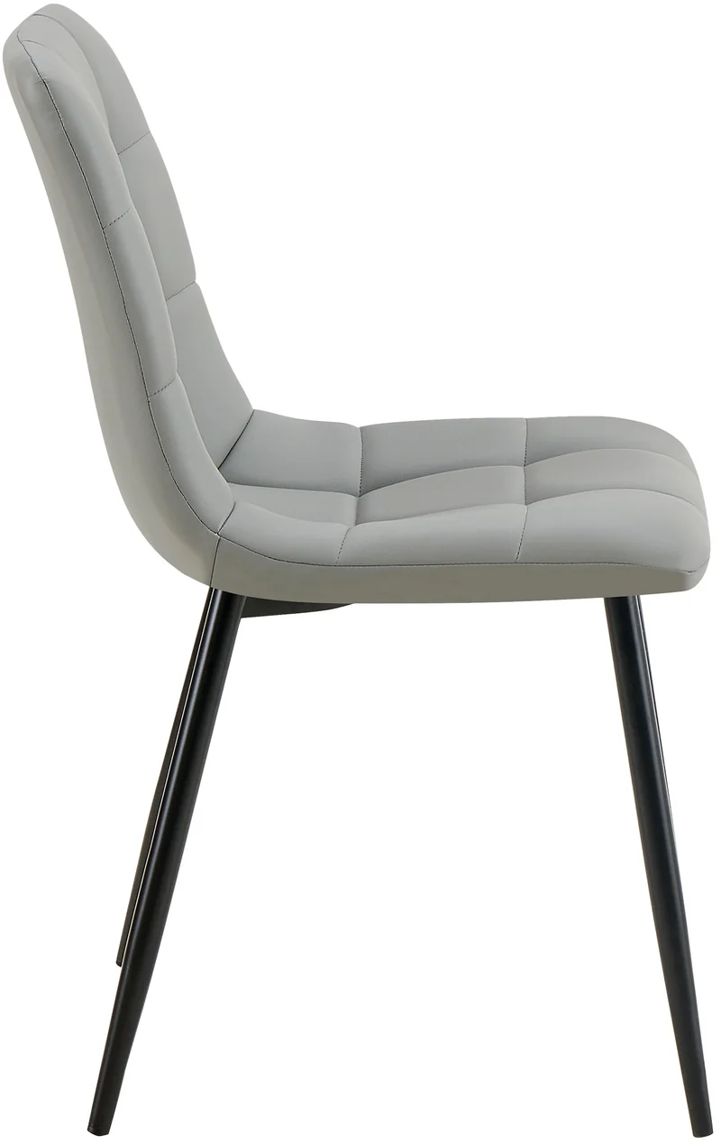 Lot de 4 chaises de salle à manger coutures forme carrées en PVC gris pieds en métal noir 10_0007656