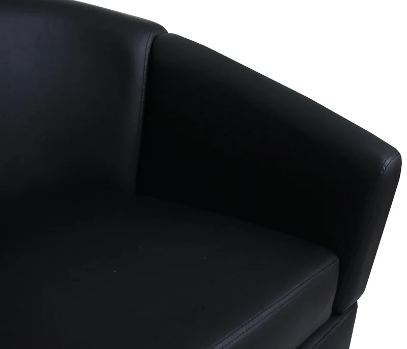 Fauteuil lounge en similicuir noir style moderne avec accoudoirs larges siège confortable design 04_0009564
