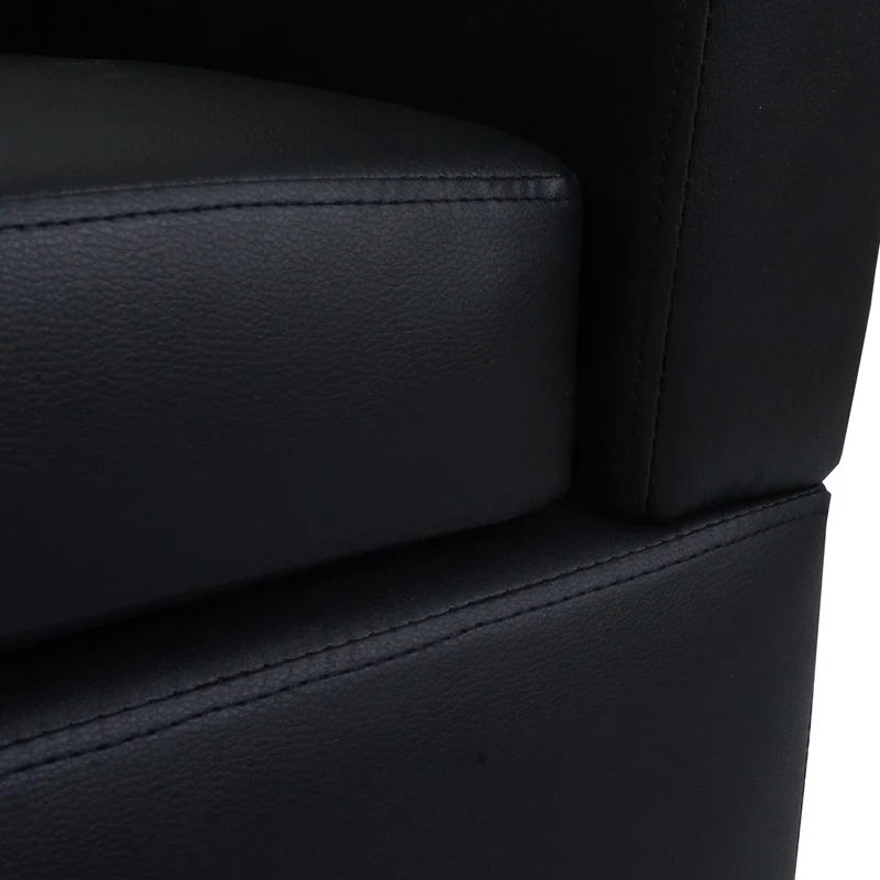 Fauteuil lounge en similicuir noir style moderne avec accoudoirs larges siège confortable design 04_0009564