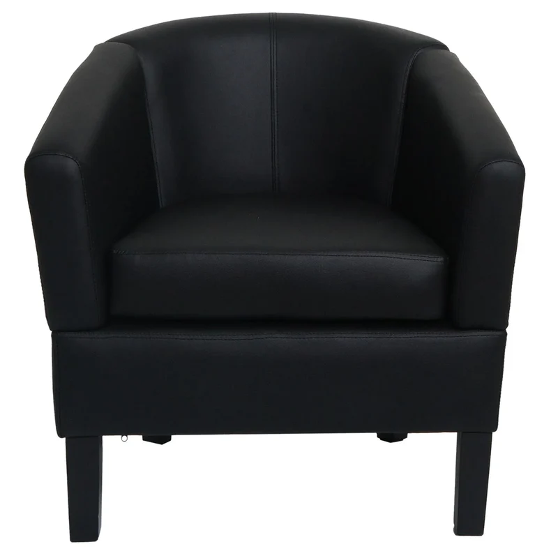 Fauteuil lounge en similicuir noir style moderne avec accoudoirs larges siège confortable design 04_0009564