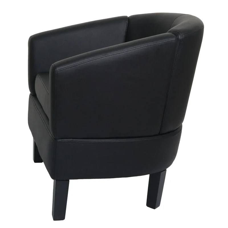 Fauteuil lounge en similicuir noir style moderne avec accoudoirs larges siège confortable design 04_0009564