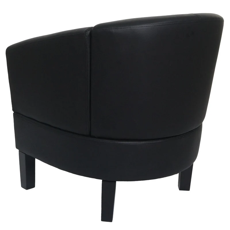 Fauteuil lounge en similicuir noir style moderne avec accoudoirs larges siège confortable design 04_0009564