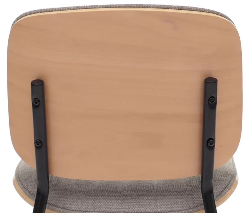 Lot de 2 chaises de salle à manger design rétro avec dossier en bois courbé et revêtement tissu gris clair 04_0009465