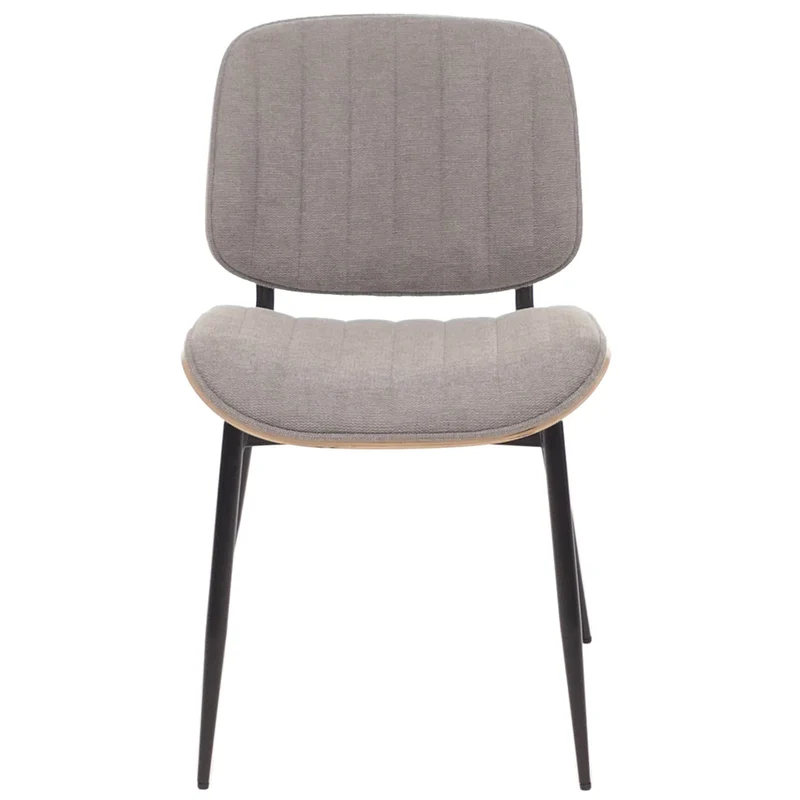 Lot de 2 chaises de salle à manger design rétro avec dossier en bois courbé et revêtement tissu gris clair 04_0009465