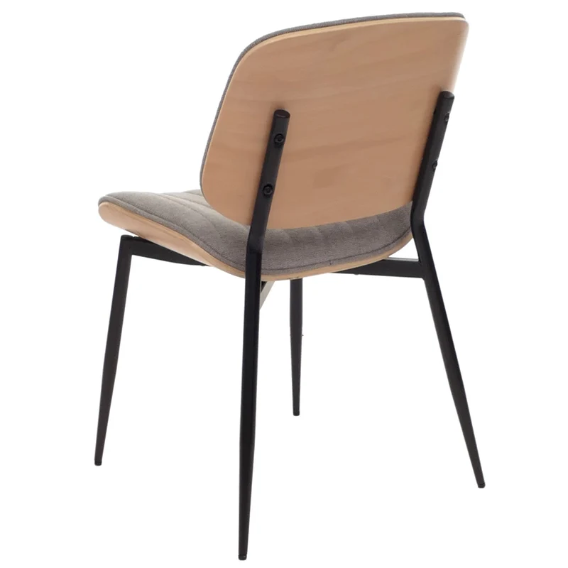 Lot de 2 chaises de salle à manger design rétro avec dossier en bois courbé et revêtement tissu gris clair 04_0009465