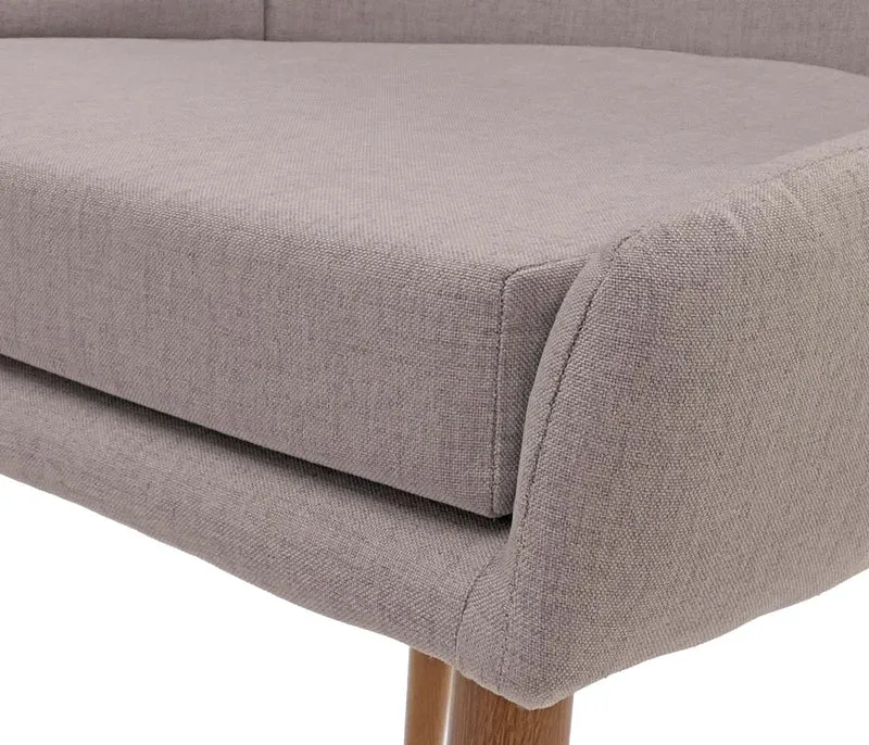Lot de 2 chaises de salle à manger design années 50 en tissu gris clair avec pieds métal effet bois 04_0009524