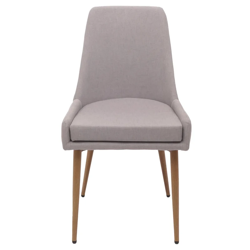 Lot de 2 chaises de salle à manger design années 50 en tissu gris clair avec pieds métal effet bois 04_0009524
