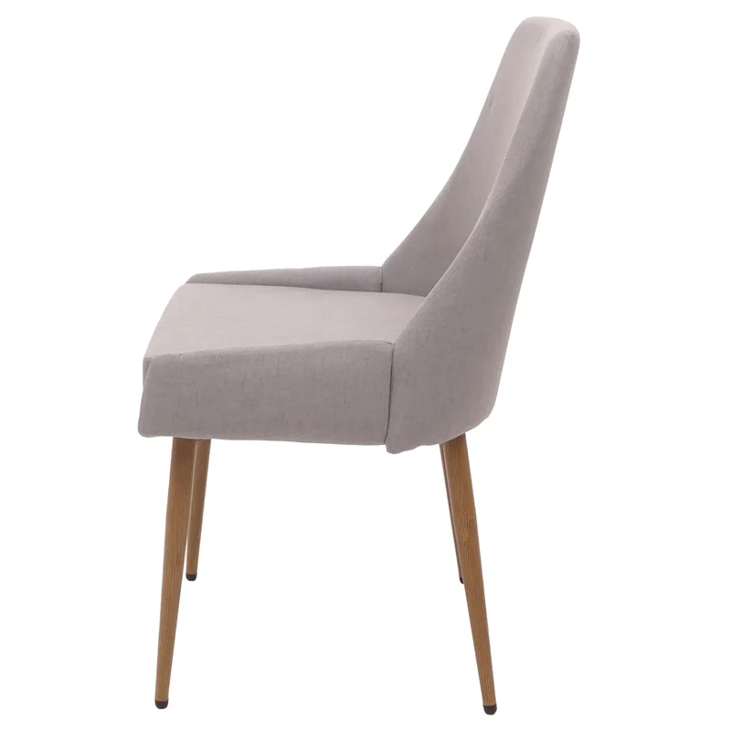 Lot de 2 chaises de salle à manger design années 50 en tissu gris clair avec pieds métal effet bois 04_0009524