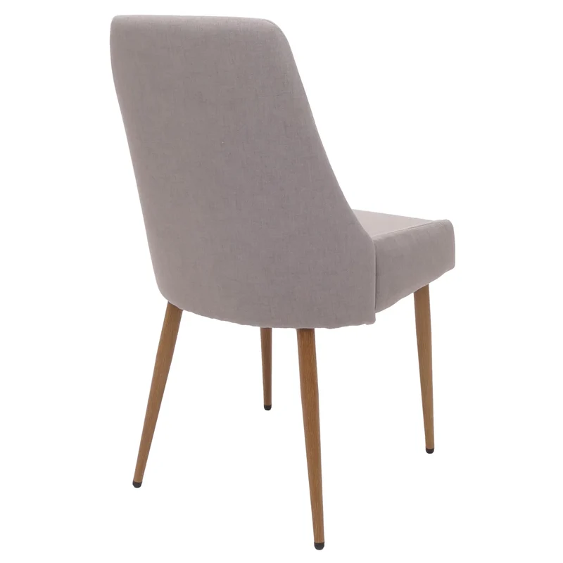Lot de 2 chaises de salle à manger design années 50 en tissu gris clair avec pieds métal effet bois 04_0009524