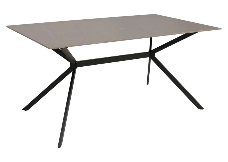 Table de salle à manger design 160 cm effet marbre gris en pierre frittée avec pieds métal pour 4 à 6 personnes 04_0009224