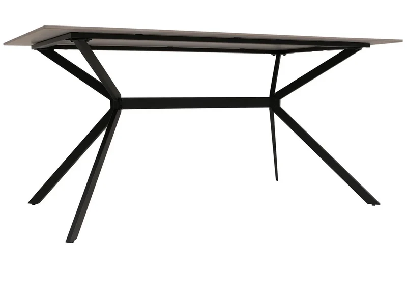 Table de salle à manger design 160 cm effet marbre gris en pierre frittée avec pieds métal pour 4 à 6 personnes 04_0009224