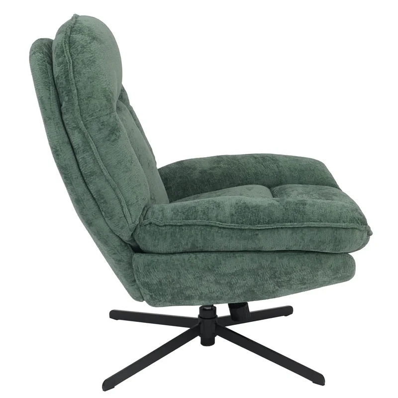 Fauteuil relax TV design moderne et confort fonction de bascule pivotant en métal et tissu chenille vert 04_0009032