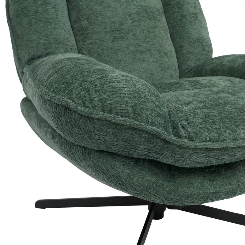 Fauteuil relax TV design moderne et confort fonction de bascule pivotant en métal et tissu chenille vert 04_0009032