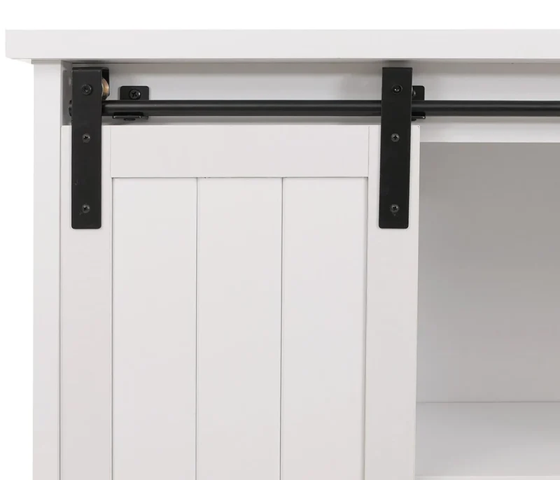 Armoire design avec porte coulissante et 8 compartiments meuble de rangement industriel blanc effet bois 163 cm 04_0009388