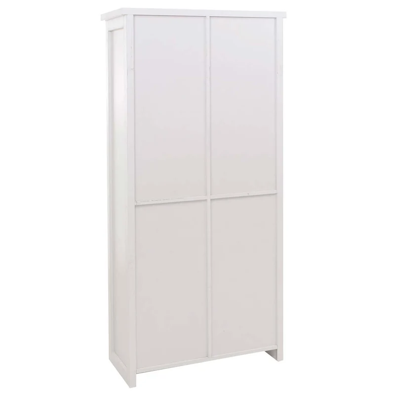 Armoire design avec porte coulissante et 8 compartiments meuble de rangement industriel blanc effet bois 163 cm 04_0009388
