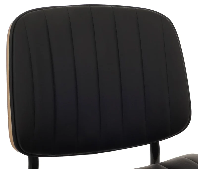 Lot de 2 chaises de salle à manger en bois courbé finition clair et simili cuir noir avec surpiqûres verticales décoratives design moderne et élégant 04_0009477