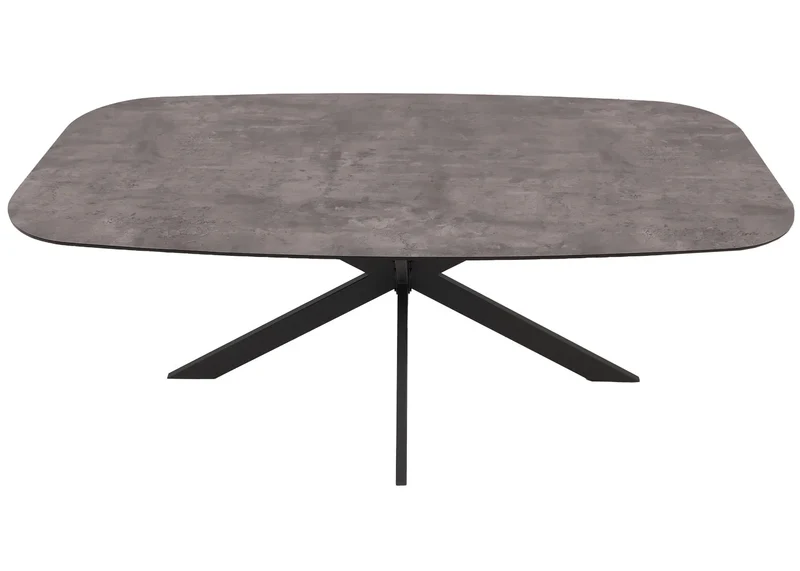 Table de salle à manger rectangulaire design moderne avec plateau MDF aspect pierre grise et structure métal, 200x100 cm 04_0009269