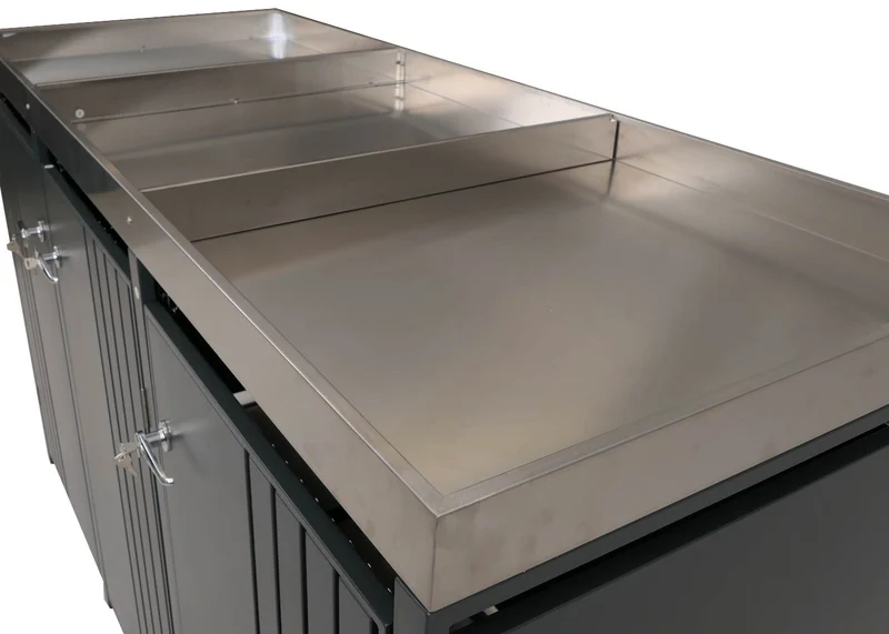 Cache-poubelles extérieur pour 3 bacs avec bac à plantes abri poubelles en acier anthracite box pour poubelles 80 à 240 L 04_0009319