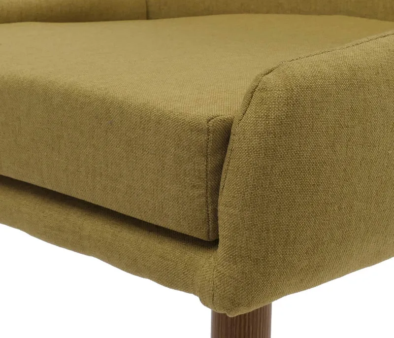 Lot de 2 chaises de salle à manger design années 50 en tissu vert avec pieds métal effet bois dossier haut 04_0009523