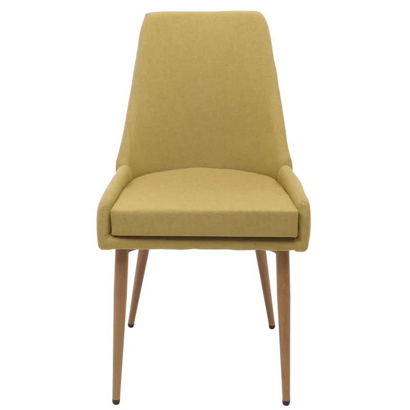Lot de 2 chaises de salle à manger design années 50 en tissu vert avec pieds métal effet bois dossier haut 04_0009523
