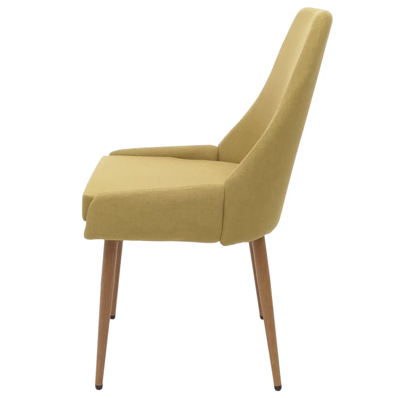 Lot de 2 chaises de salle à manger design années 50 en tissu vert avec pieds métal effet bois dossier haut 04_0009523
