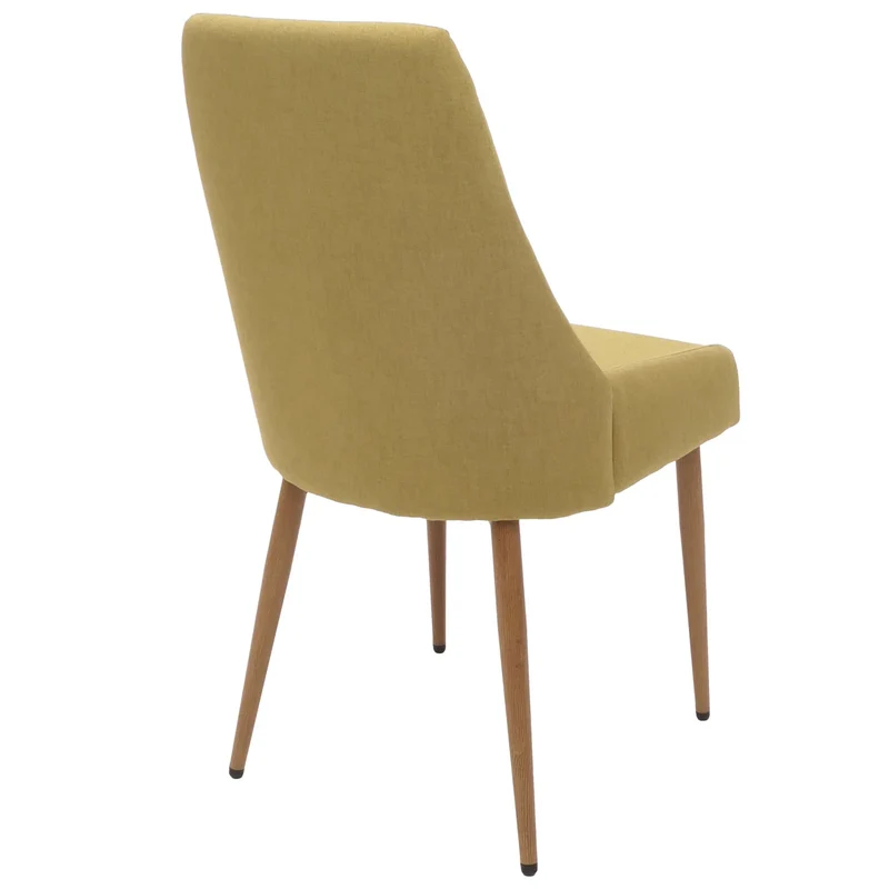 Lot de 2 chaises de salle à manger design années 50 en tissu vert avec pieds métal effet bois dossier haut 04_0009523