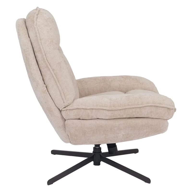 Fauteuil relax TV design moderne et confort fonction de bascule pivotant en métal et tissu chenille crème 04_0009034