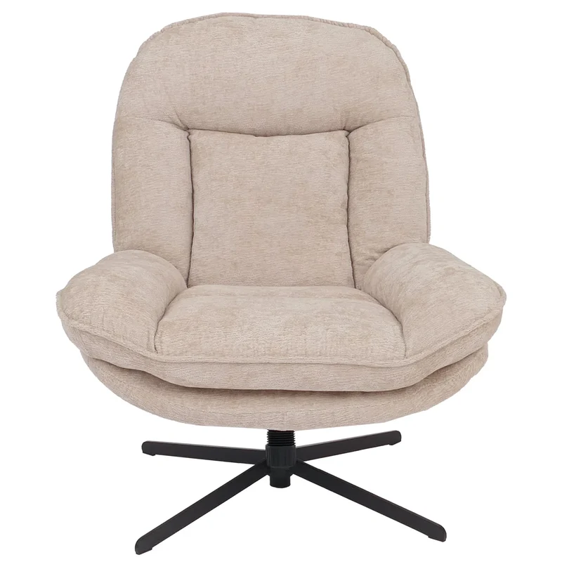 Fauteuil relax TV design moderne et confort fonction de bascule pivotant en métal et tissu chenille crème 04_0009034