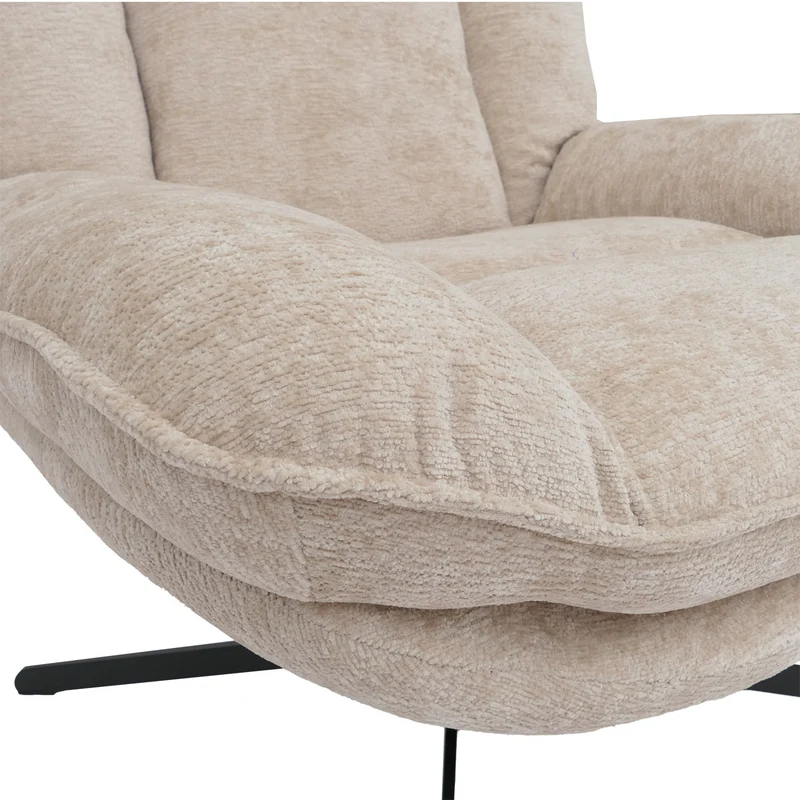 Fauteuil relax TV design moderne et confort fonction de bascule pivotant en métal et tissu chenille crème 04_0009034