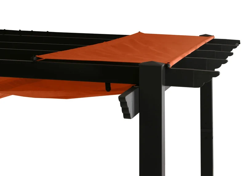 Pergola de jardin aluminium 3x4 m avec toit coulissant UV50+ pavillon terrasse structure renforcée couleur terracotta 04_0009579