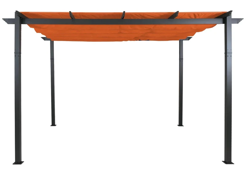 Pergola de jardin aluminium 3x4 m avec toit coulissant UV50+ pavillon terrasse structure renforcée couleur terracotta 04_0009579