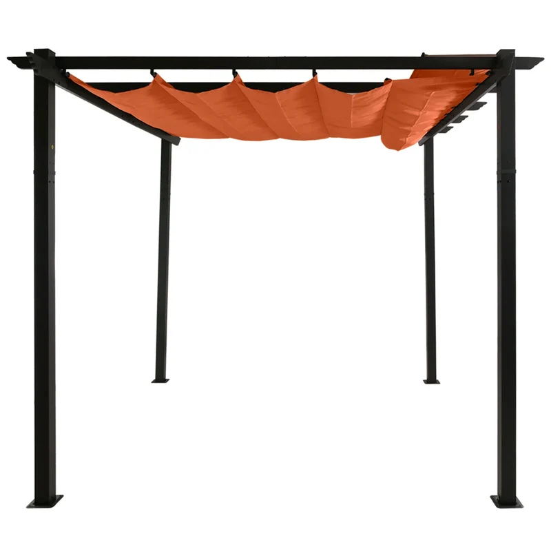 Pergola de jardin aluminium 3x4 m avec toit coulissant UV50+ pavillon terrasse structure renforcée couleur terracotta 04_0009579