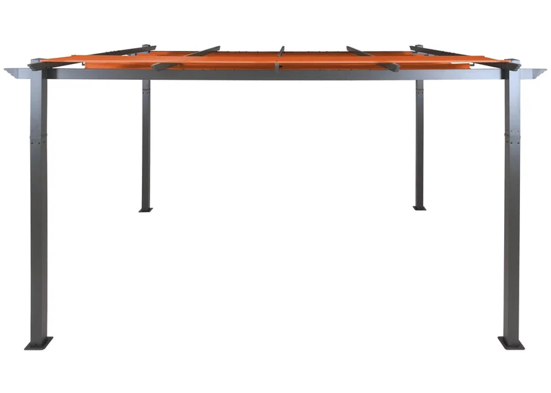 Pergola de jardin aluminium 3x4 m avec toit coulissant UV50+ pavillon terrasse structure renforcée couleur terracotta 04_0009579