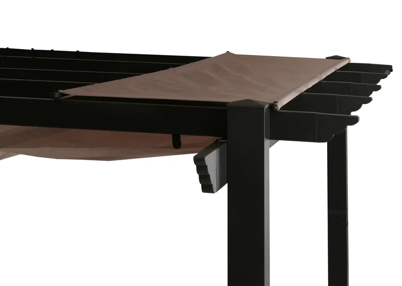 Pergola de jardin aluminium 3x4 m avec toit coulissant UV50+ pavillon de terrasse robuste couleur taupe 04_0009578