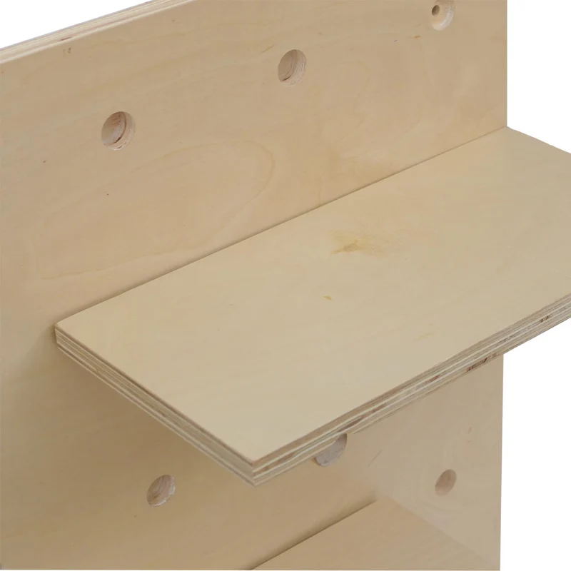 Lot de 2 panneaux muraux étagère murale modulable panneau perforé avec 4 niveaux 60 x 40 cm finition naturelle 04_0009087