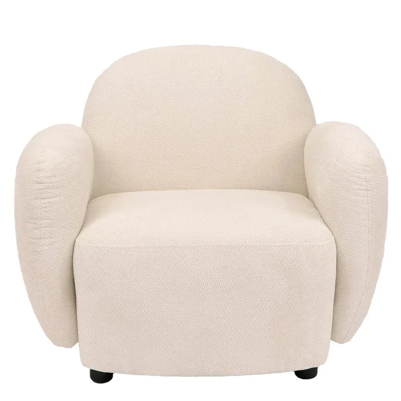 Fauteuil lounge design en tissu chenille crème fauteuil relax avec accoudoirs assise rembourrée confortable 04_0009029