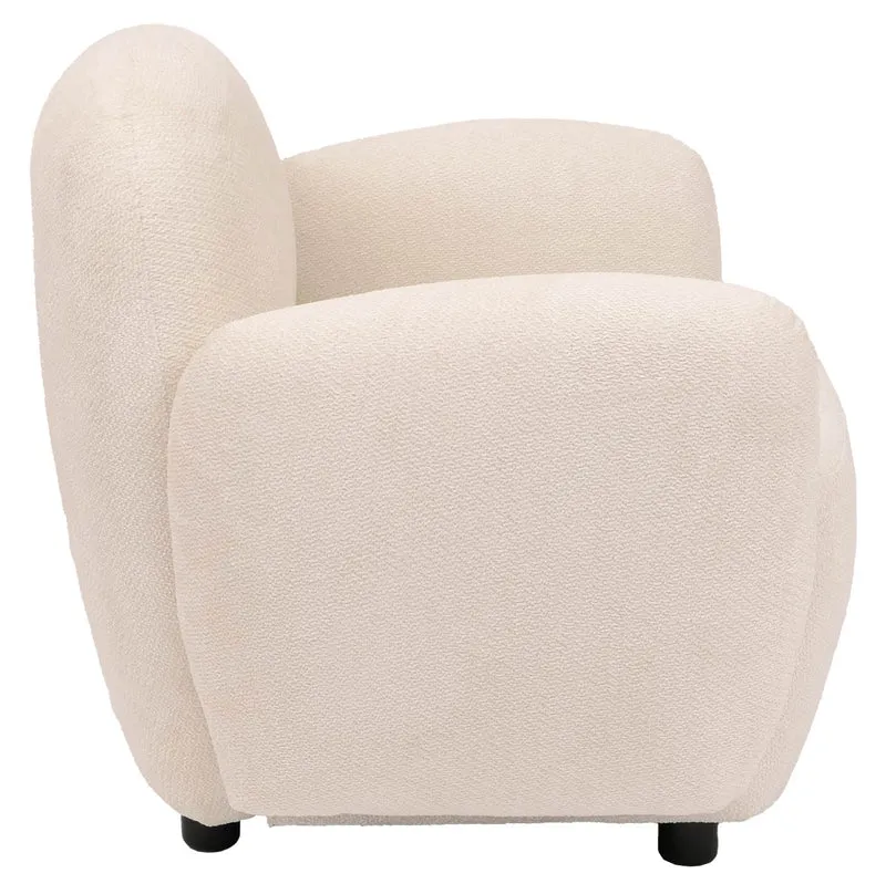 Fauteuil lounge design en tissu chenille crème fauteuil relax avec accoudoirs assise rembourrée confortable 04_0009029