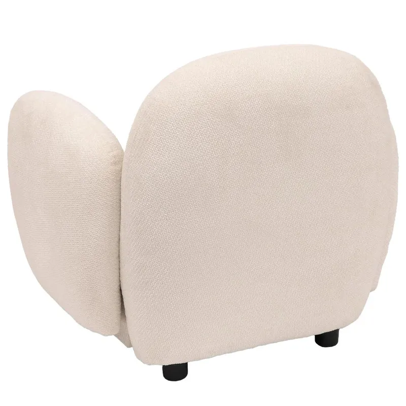Fauteuil lounge design en tissu chenille crème fauteuil relax avec accoudoirs assise rembourrée confortable 04_0009029