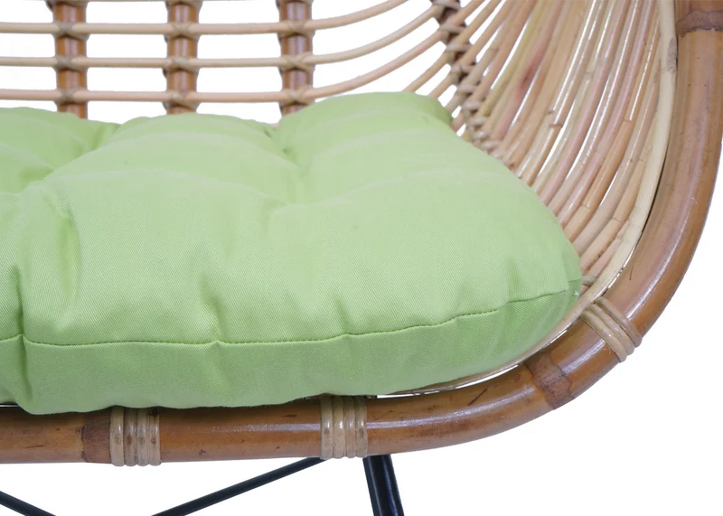 Chaise de salle à manger en rotin Kubu avec coussin vert en rotin naturel avec accoudoirs 04_0009154