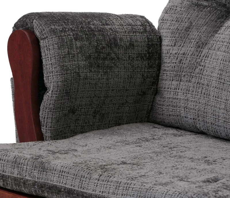 Fauteuil relax à bascule avec repose-pieds en tissu chenille gris foncé fauteuil TV avec structure en bois massif 04_0009926