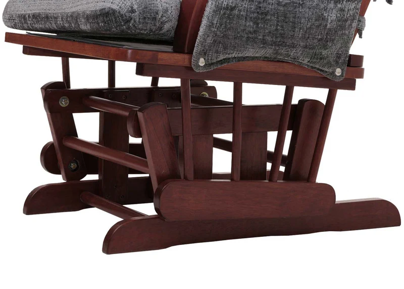 Fauteuil relax à bascule avec repose-pieds en tissu chenille gris foncé fauteuil TV avec structure en bois massif 04_0009926