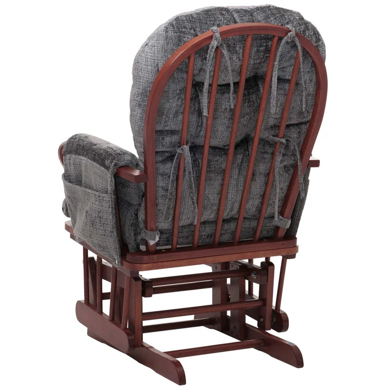 Fauteuil relax à bascule avec repose-pieds en tissu chenille gris foncé fauteuil TV avec structure en bois massif 04_0009926